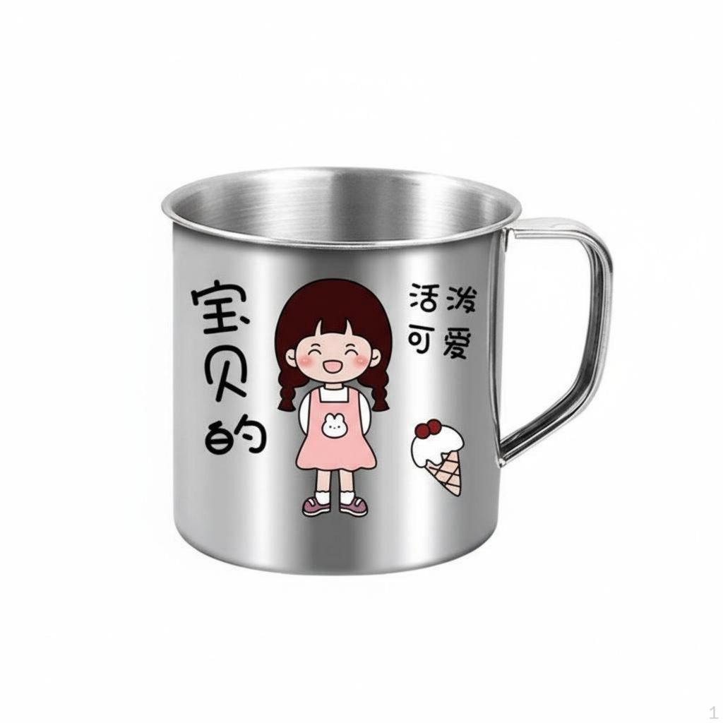 Child S Stainless Steel Cup DropResistant Cartoon Mug with Lid for