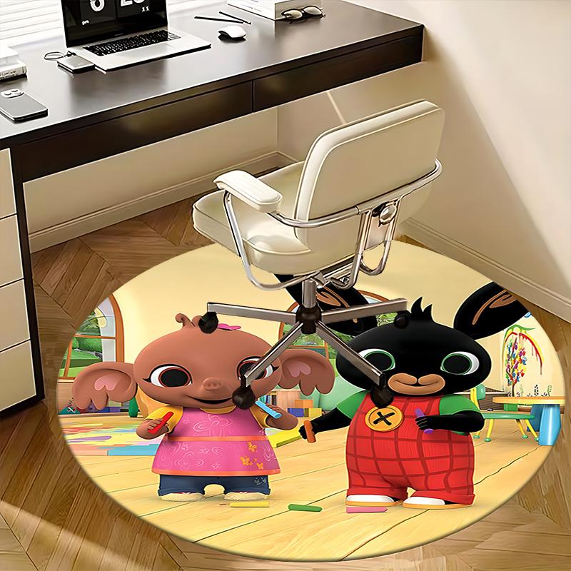 Bing & Bubbles Chair Mat Round Carpet - Cute Cartoon Characters Decorative Rug for Home Office Living Room Bedroom Gift0503b