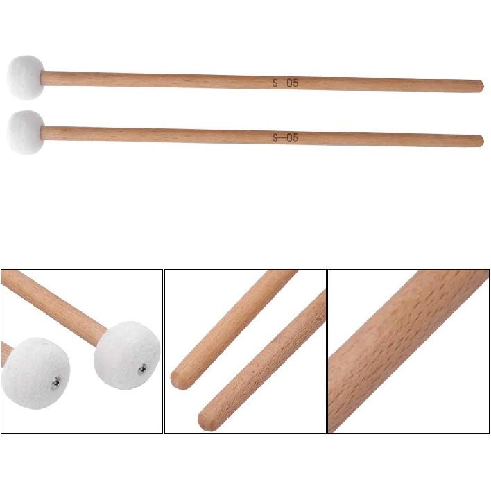 Drum Mallets Sticks 2Pcs Mallet Percussion Drum Mallet Hammer White Felt Timpani Snare Drum Musical Instrument Accessories