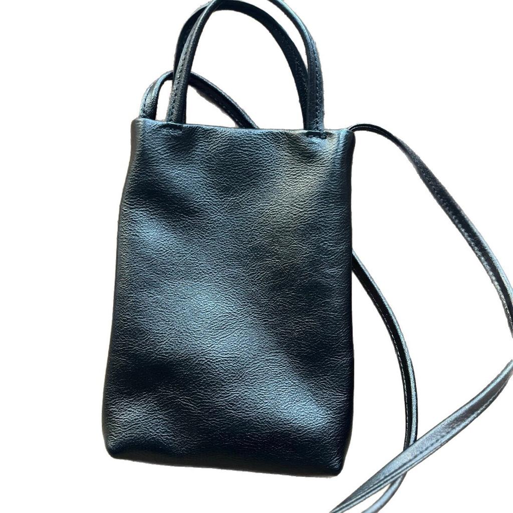 Leather Women'S Bag, Mobile Phone Bag, High-End Small Bag, First Layer Cowhide Niche Design, Portable Oblique Span Bag