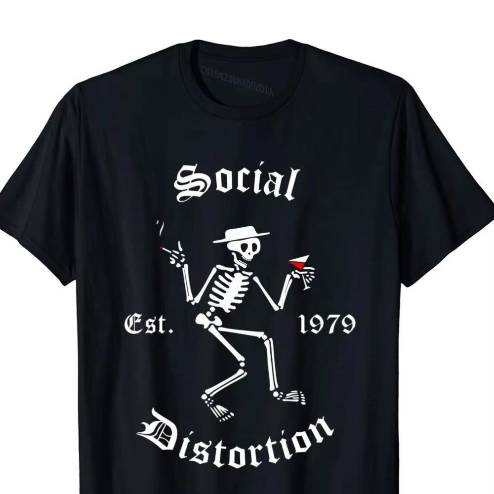 Vintage Social Arts Distortion Band Musik 1979 Legender Gåvor Översized T-shirts Designer Herr T-shirts Bomullstopar T-shirts Bekväma