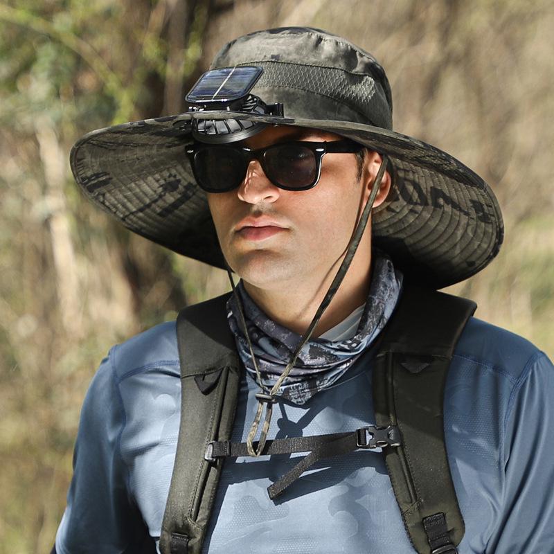 Solar-Powered Detachable Fan Hat: Quick-Dry Fisherman Style for Men's Outdoor Summer Use