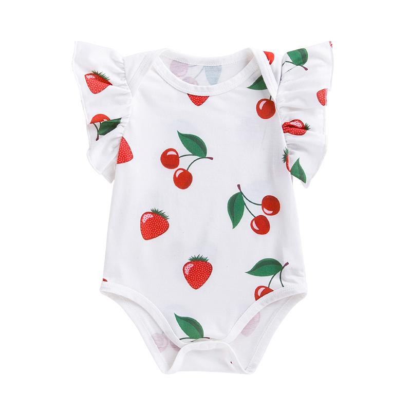 

Детский ромпер летний одежда для новорожденных с фруктовым принтом короткий ромпер с рукавами-крылышками 68