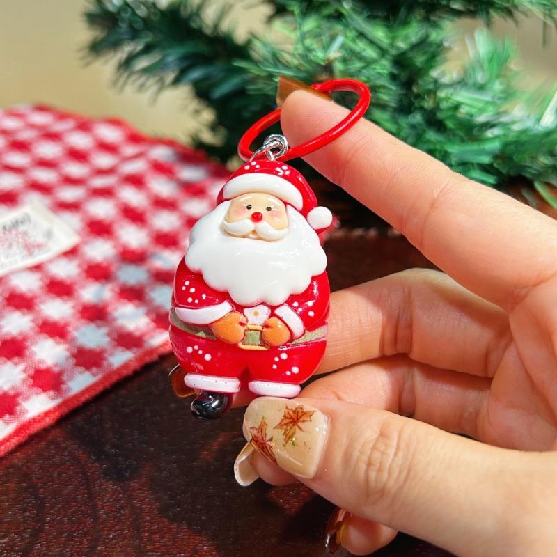 Cute Christmas Keychain Cartoon Santa Claus Christmas Tree Pendant Backpack Hanging Decoration For Women Men Year Gift