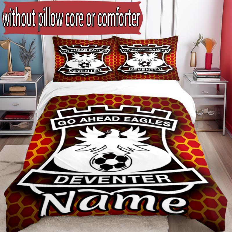 3pcs Duvet Cover Set (1*Duvet Cover + 2*Pillowcase, Without Core), Custom Name Go Ahead Eagles Pattern Bedding Set, Home Bedroom Decor Gift