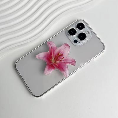 Stojak na telefon Modny Duży Kwiat Orchidea Żywica Akrylowa Uchwyt na Telefon Popularny Socket Składany Uchwyt Śliczny Dekoracja Domu Biura Prezent