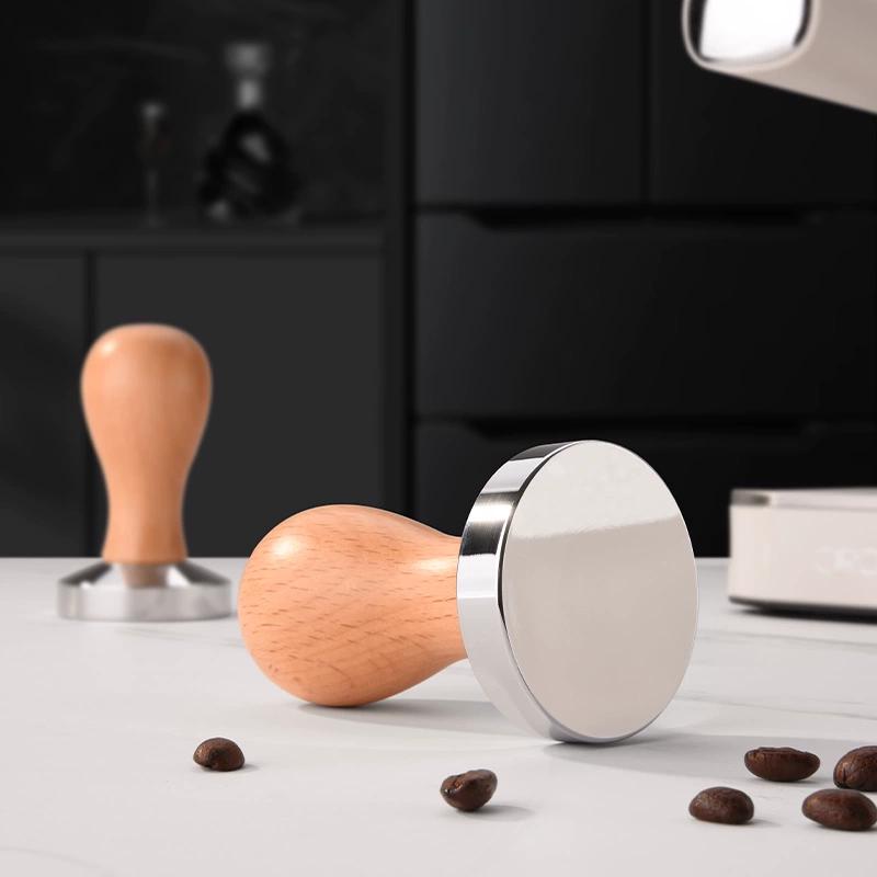 Circle Joy Metal Coffee Tamper Threaded Wooden Handle Tamper Coffee Machine Handle Powder Distributor Coffee Machine Tamper
