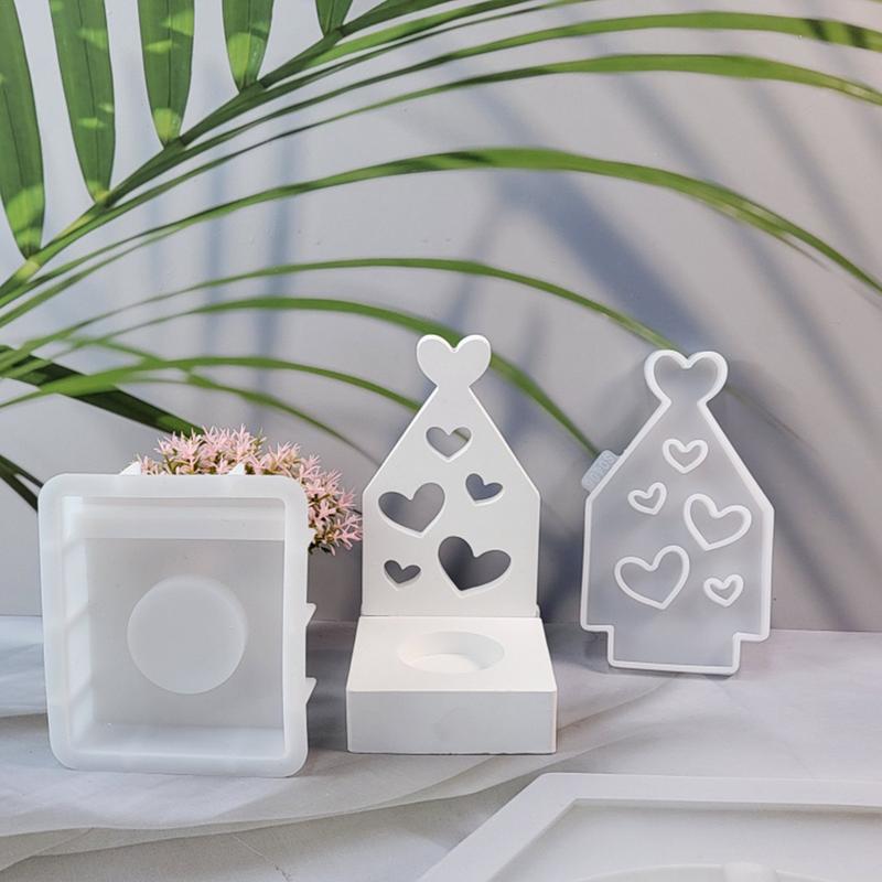 Heart Shape House Silicone Mold Love Houses Concrete Moulds Casting Molds Gypsum Candle Holder Ornaments Resin Mould Home Decor