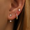 3Pcs  Zirconia Flower Heart Huggie Hoop Earrings Set For Women Exquisite Pendant Ear Stud Piercing Jewelry Gift