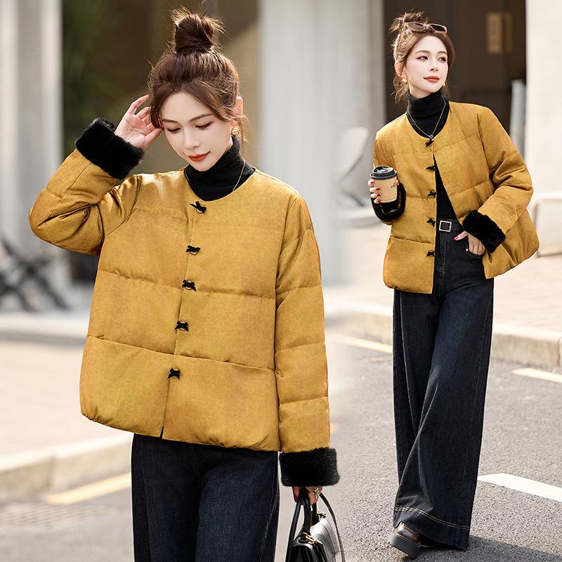 2024 Women's Small Loose Round Neck White Duck Down Jacket - Warm Winter Fashion Coat