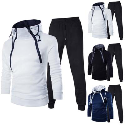 Winter Men's Personality Double Zipper Hooded Long Sleeve Sweaters Suit