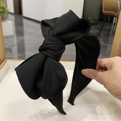 Neue Frühlingsmode Haaraccessoires für Frauen Übergroßes Schleifenknoten-Stirnband Einfarbig Frisches Haarband Schwarz Geschenke
