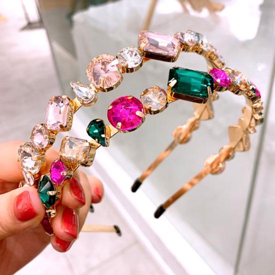 Mode Dam Flerfärgad Strass Inlagd Hårband Huvudbonad Pannband Accessoar