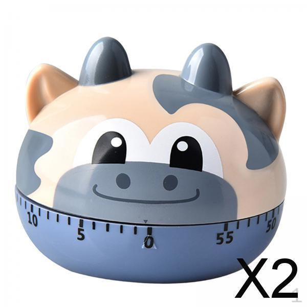 

2x Мультяшный кухонный таймер, будильник, милый животный механический напоминатель для яиц, 60 минут, цифровой