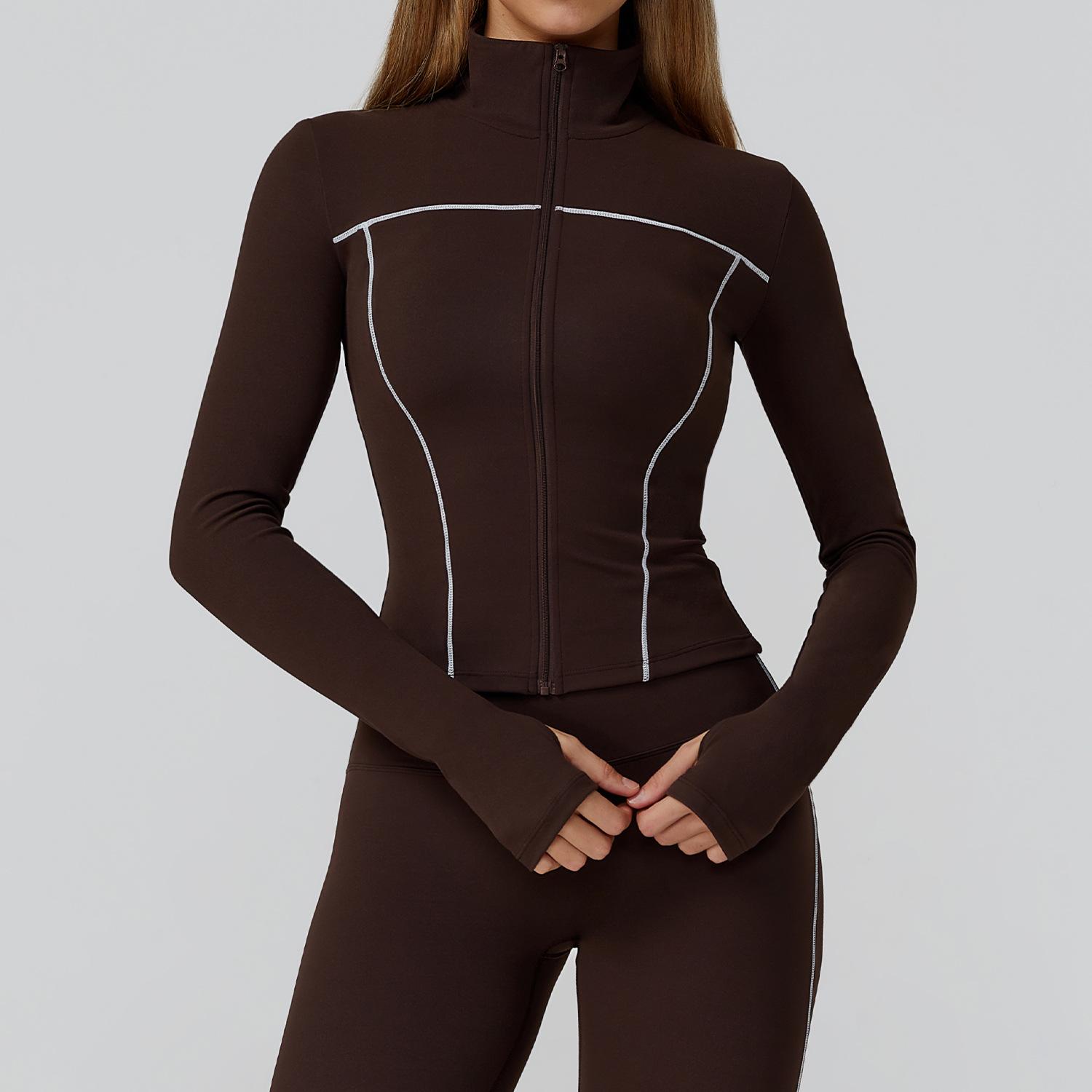 

Women s Slim-Fit Cross-Color Windproof Yoga Jacket with Zipper for Outdoor Sports and Fitness Large