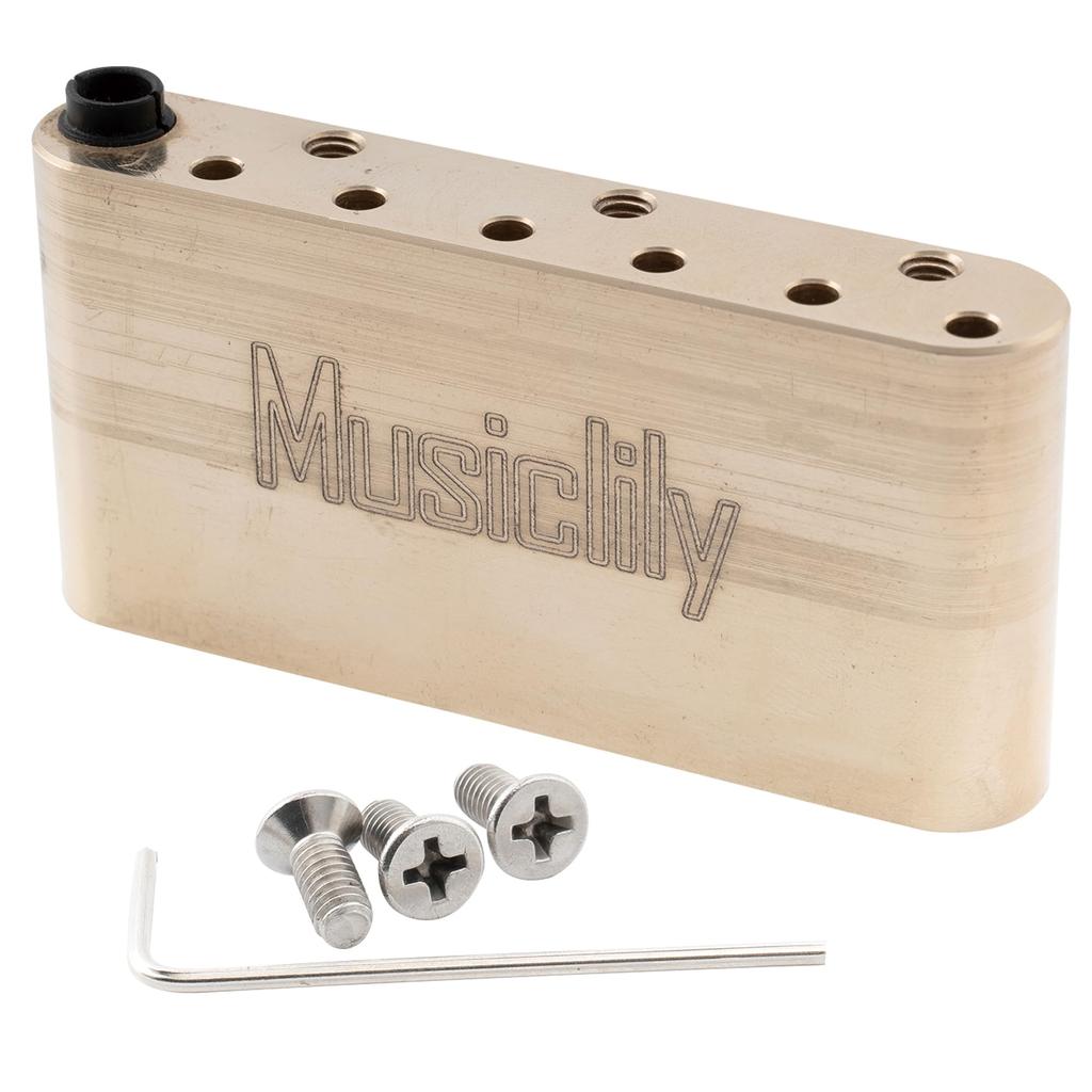 Musiclily Ultra Brass 36mm Tremolo Block with 10.8mm String Pitch for Strat Electric Guitars and Wilkinson M Series Bridges