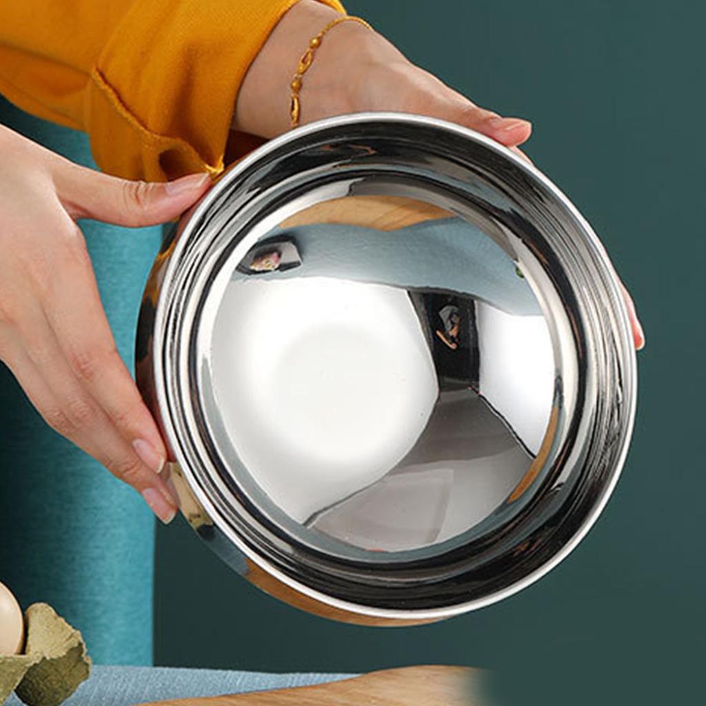 Double Layer Metal Bowl Large Capacity Round Bowl Multiple Purpose Mixing Bowl for Dormitory Home