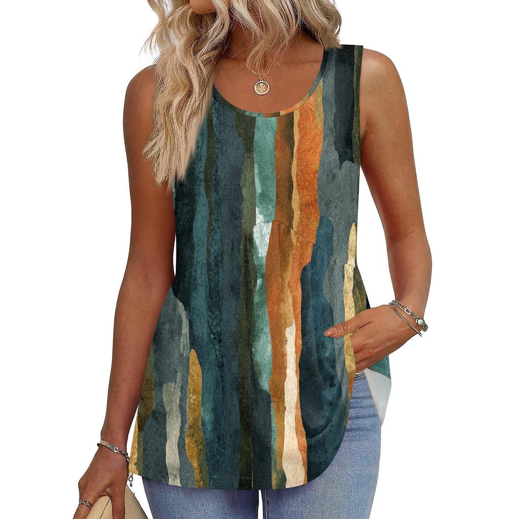 Tanktop mit quadratischem Kragen, bedruckt, lässig, lockere Passform, ärmelloses Shirt