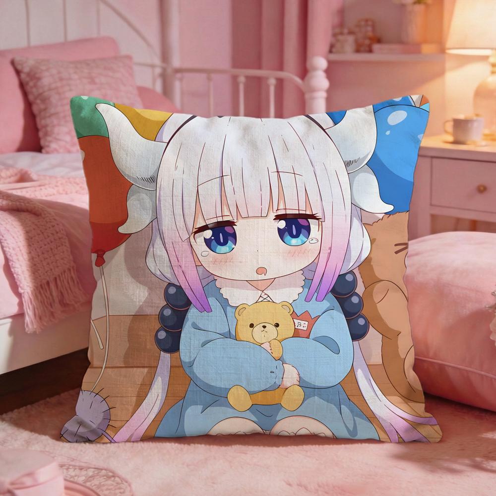 Miss Kobayashis DDragon Maids Cushion Cover Premium Comfort Reversible Pillow CoveTwo In One Design For Any Room  Car Interior