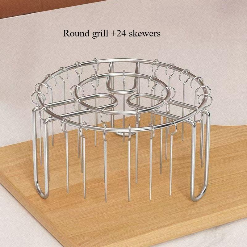 1Set Stainless Steel Grill &Skewers,24/36/48 Pcs Needle,BBQ Set, Air Fryer,Oven,Grill,Skewers,grill Accesories Kitchen Tools