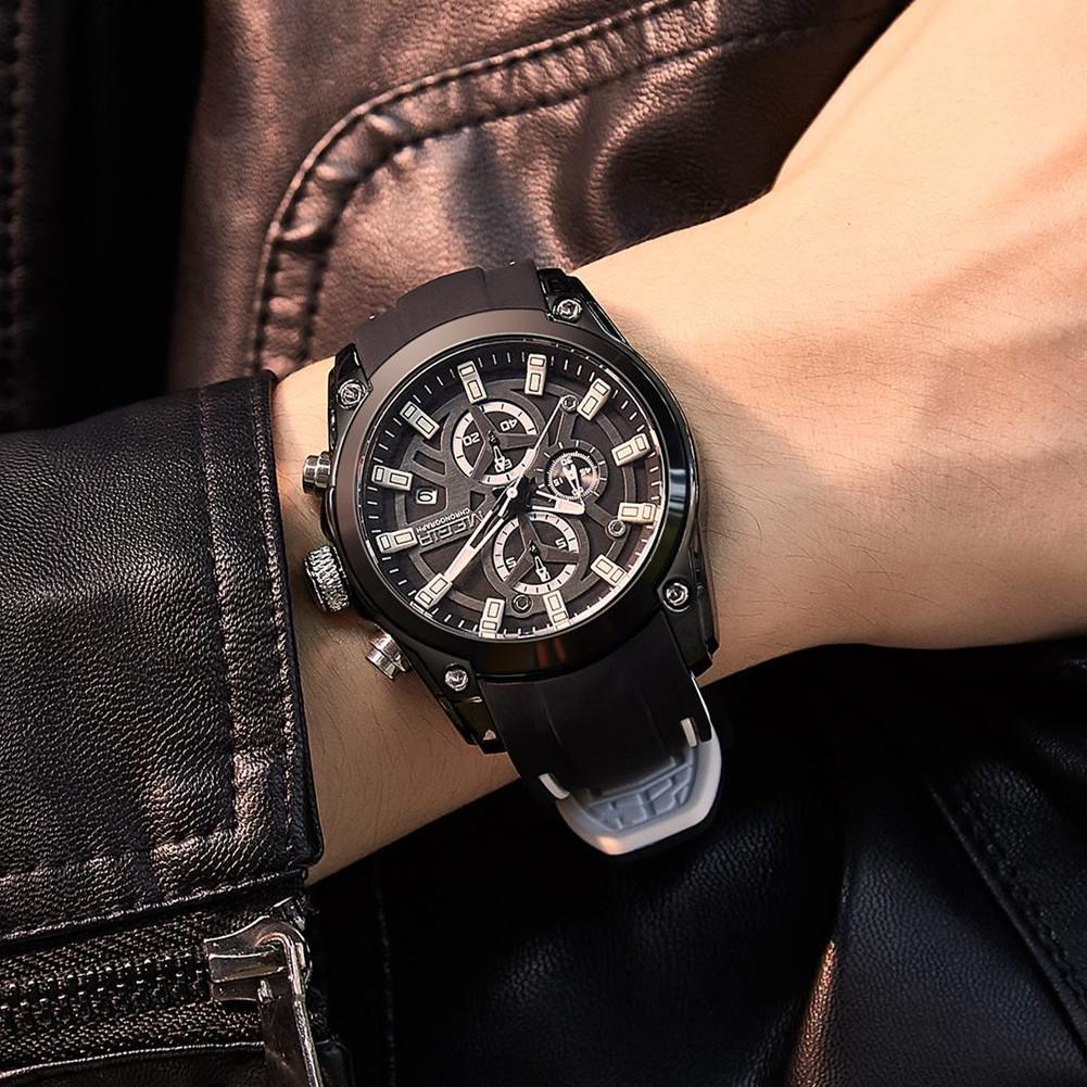 Megir Men Watches Fashion Military Quartz Waterproof Wristwatch Silicone Strap Sport Chronograph Reloj Hombre 2144