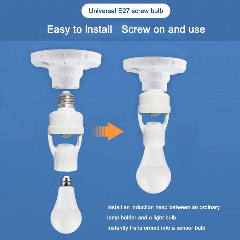 E27 Plug Socket Switch Base Infrared Motion Sensor Smart Light Bulb Socket Led Bulb Light Lamp Holder Adapter