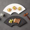 Durable Fan Shaped Striped Plate Japanese Style Dessert Tray Storage Tray  Commercial