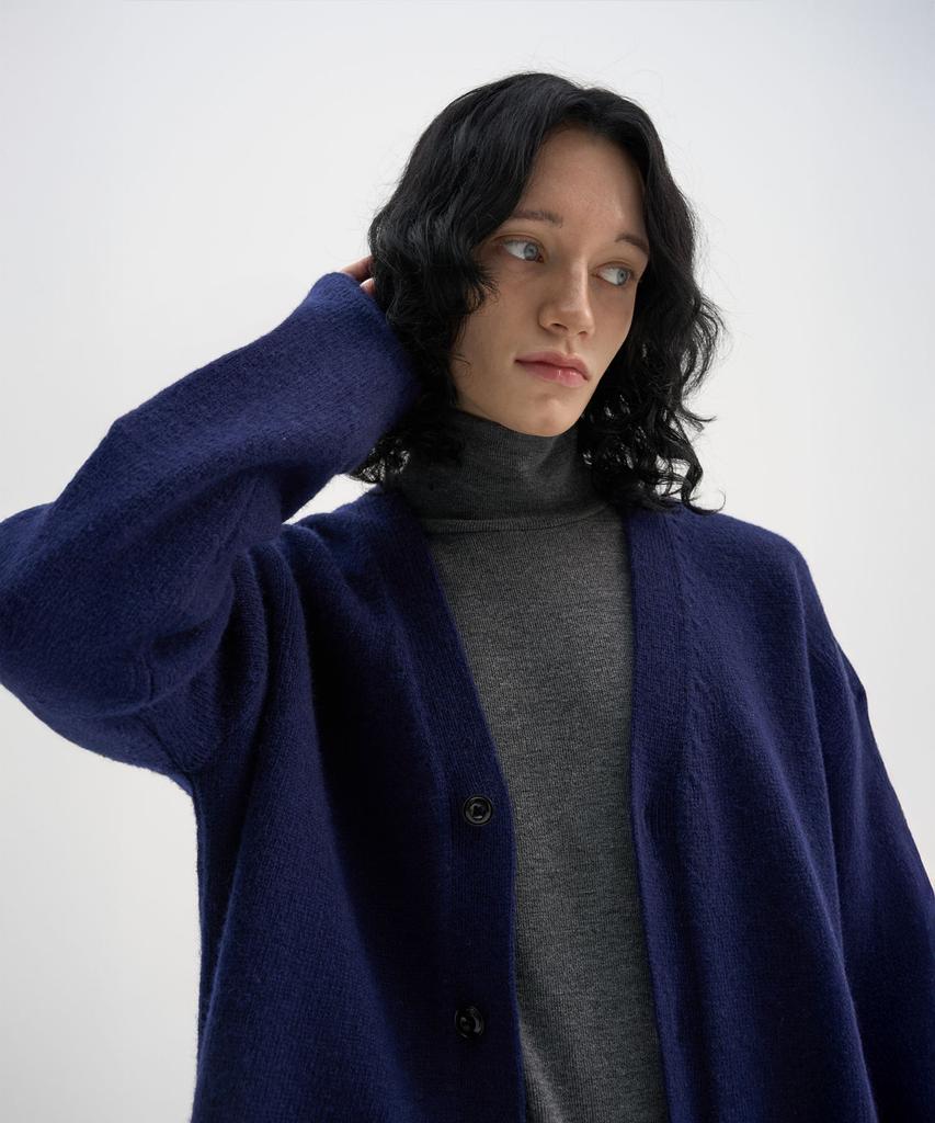 Trip Le Sens [100% Wool] Pure Light 4-Button Crop Cardigan_Midnight Blue