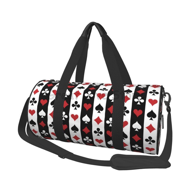 Poker Asse Muster Tragbare Sporttasche Fitnessstudio Yoga Tasche Spielkarten Symbol Wiederverwendbare Oxford Handtasche Unisex Große Reise Fitness Tasche