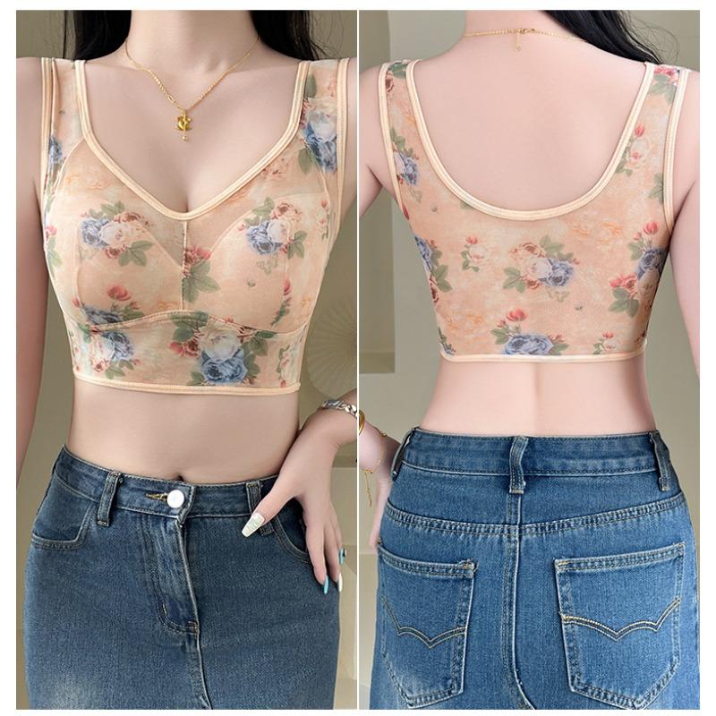 Women Lace Beautiful Back Tank Style Plus Size Push Up Full Coverage Bra