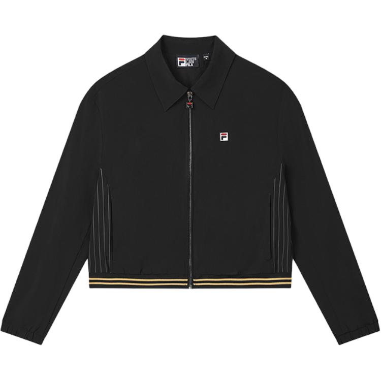 Fila Settanta SS25 Fashion Versatile Simple Polo Jacket Women Jacket Black F11W527702F-BK