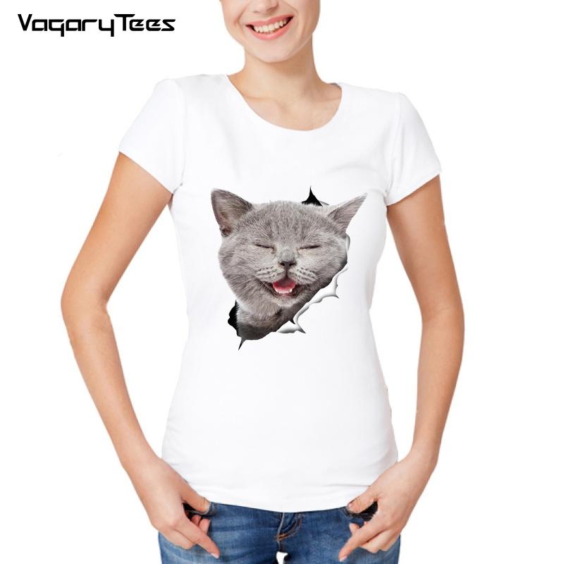 

Милая футболка с британской короткошерстной кошкой, летняя женская футболка в подарок подруге, футболка с принтом felinae M белый