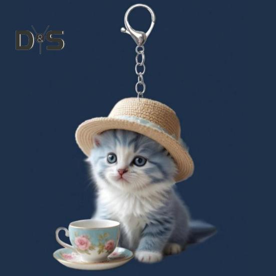 Cartoon Cat Acrylic Pendant Hanging Ornament High Durability Easy To Hang Decorative Car Rearview Mirror Keychain Pendant