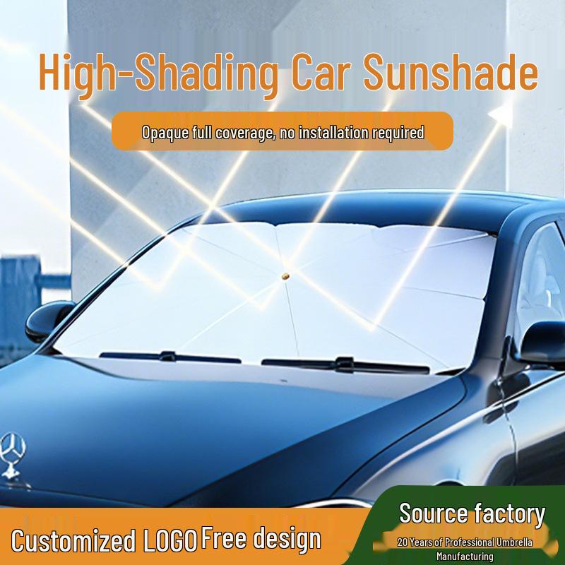 Customizable Titanium Silver Car Sun Shade with Openable Front Windshield Protection