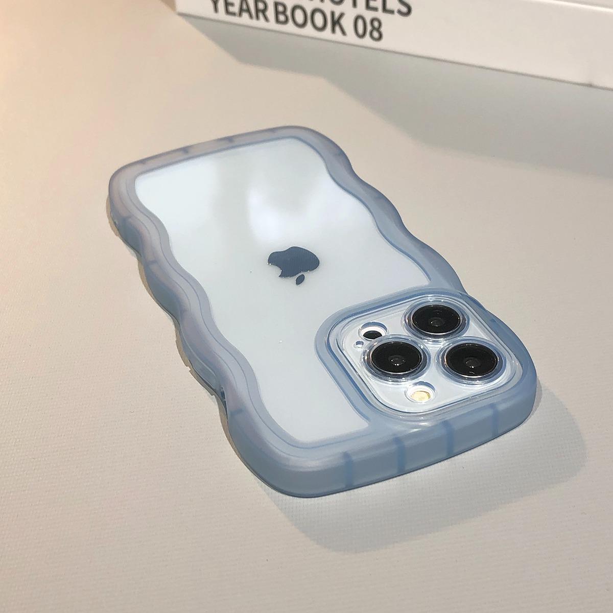 

Transparent Wave Border Soft Case for iPhone 16 15 14 13 Pro Max 12 11 X Xr Xs Max 7 8 Plus Curly Shockproof Ultra Slim Cover iPhone 7