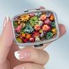 Portable Pill Box with 2 Compartments, Mini Metal Medicine Organizer Case, Cute Printed Pill Container for Vitamins, Pills, Jewelry, Travel, Daily Use