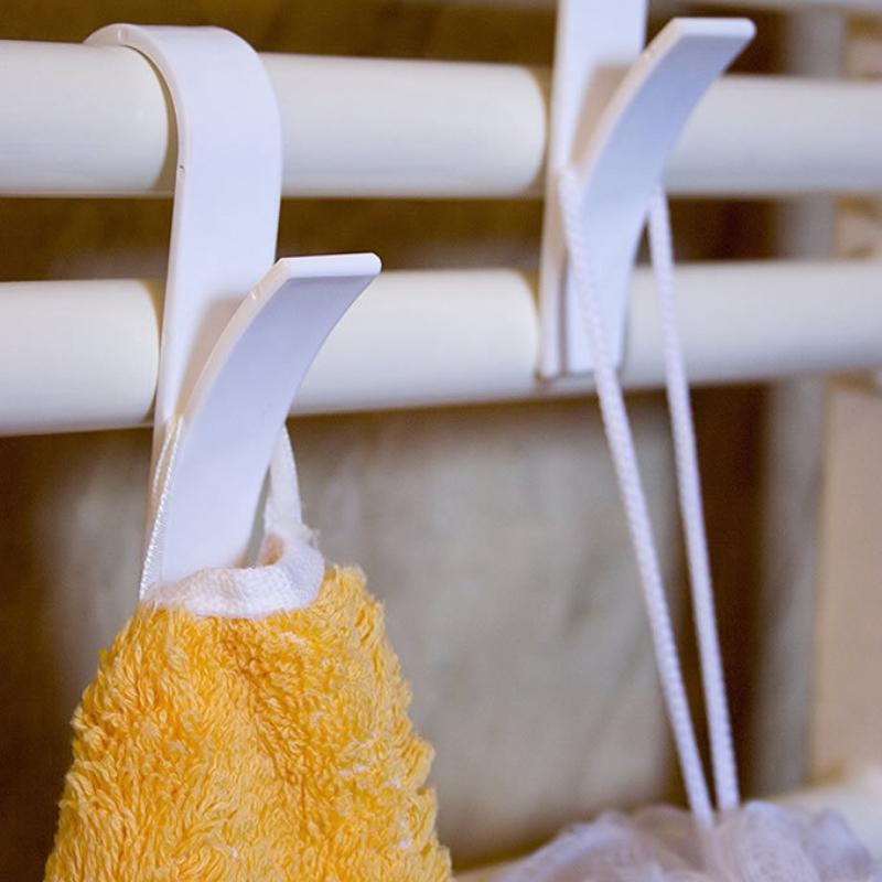 1pc Space-Saving White Plastic Hanger for Heated Towel Radiator Rail - Durable Bath Hook Holder for Towels, Scarves & More, Easy Install, Drying Racks