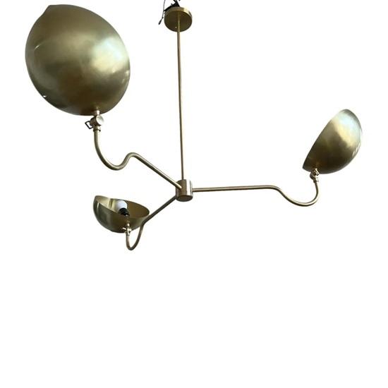 3 Arm Starburst Light Fixture, Mid Century Modern Brass Ball Sputnik Ceiling Light