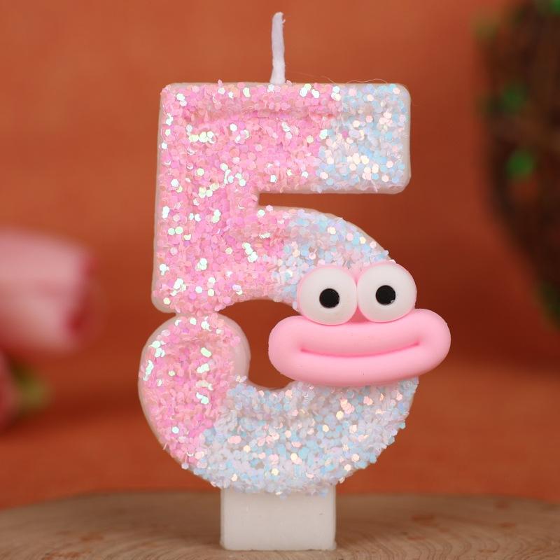 Sausage Mouth Cartoon Number Birthday Candle Cake Decoration Holiday First Birthday Celebration Handmade Candle 0-9diy