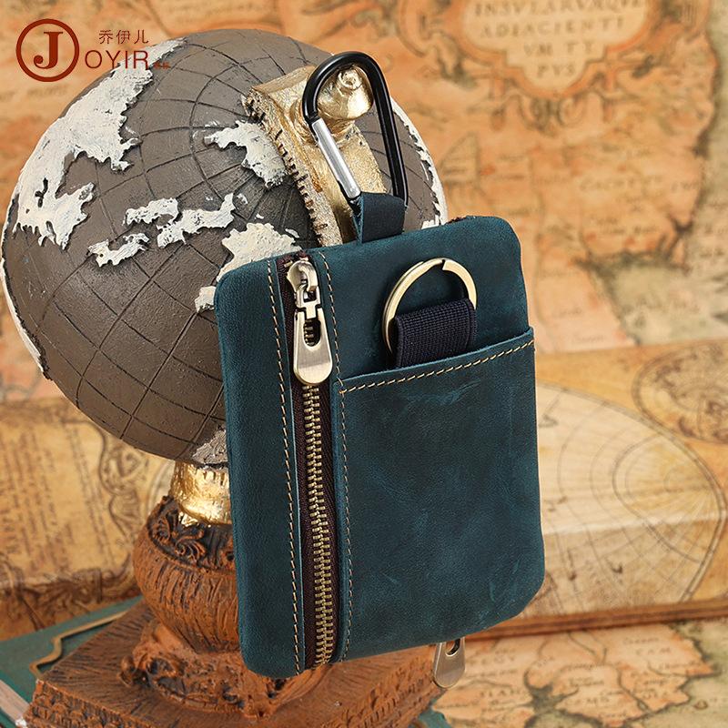 Crazy Horse Leder Retro Münzbeutel Münzbeutel Tragbar Schlüsselaufbewahrungstasche Echtes Leder Mini Tasche Hängende Bauchtasche