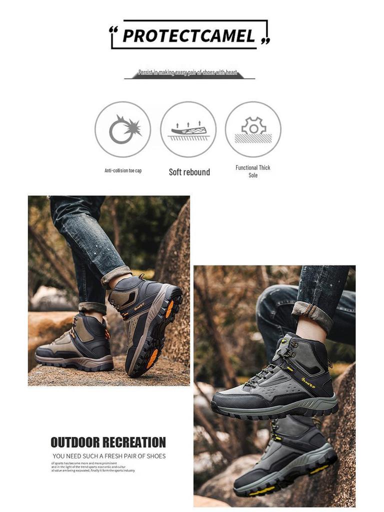 Herr Plus Size Högtoppade Varma Vandringsskor - Utomhus Vinter Gångskor