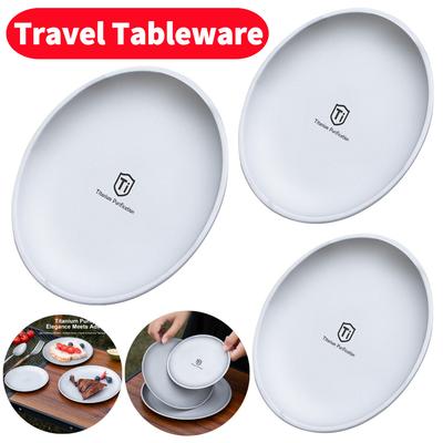 Camping Tableware Titanium Ultralight Portable Outdoor Camping Round Plate Fruit Salad Dinner Dishes Tableware For Picnic