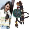 Custom Retro Elephant Pendant Necklace with Bodhi Seed Beads for Women