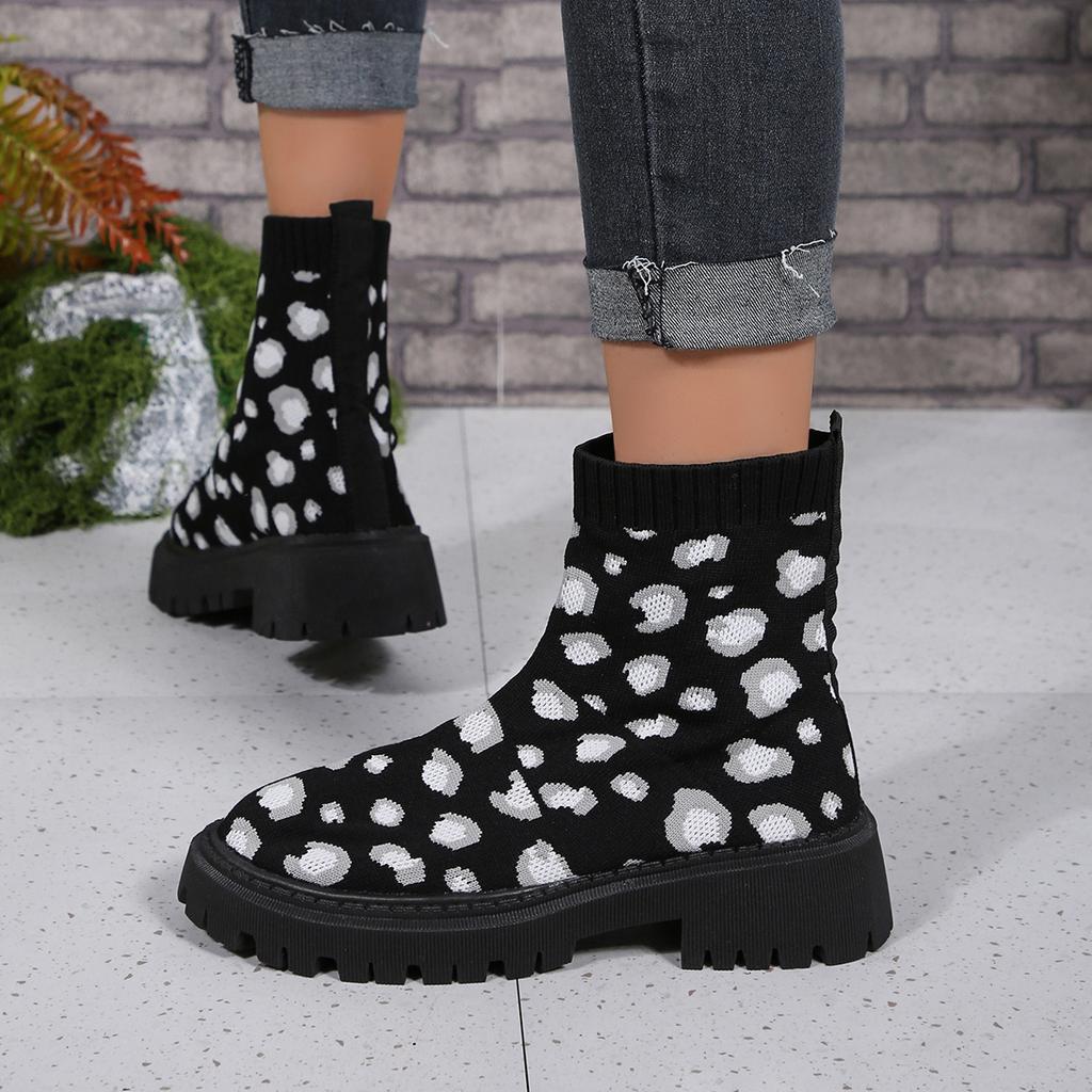 Fashion New Women Luxury Brand Plus Size Women's Boots Socks Shoes Women's Thick Bottom Casual Knitted Ankle Boots Size 36-43