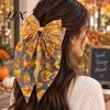 Elegant Streamer Hair Clip Fall Maple Leaf Bows for Women Girls, Autumn Leaves Clips, Large Bowknot Outfit Accessories Barrettes, Gold Hairpin