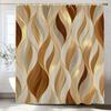 1Pc Golden Abstract Geometry Print Shower Curtain Partition Privacy Hanging Curtain With 12 Hooks Multiple Size Machine Washable