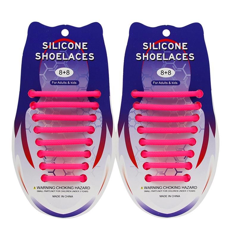 16Pcs Round Silicone Shoelaces without ties No Tie Shoe laces Elastic Laces Sneakers Kids Adult Rubber Quick Shoelace for Shoes