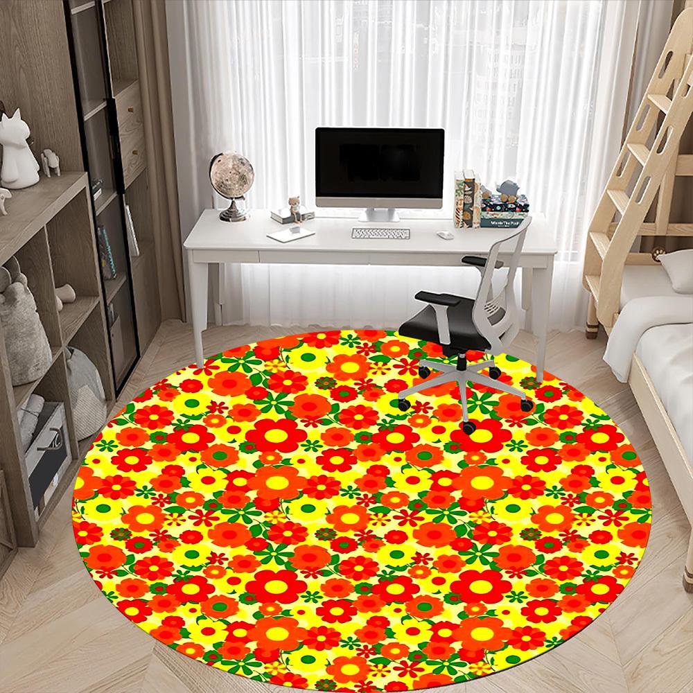 1pc Floral Pattern Chair Carpet for Office Non-Slip, Lightweight, Machine Washable Rug for Office, Room - Holiday Decoryy251016009