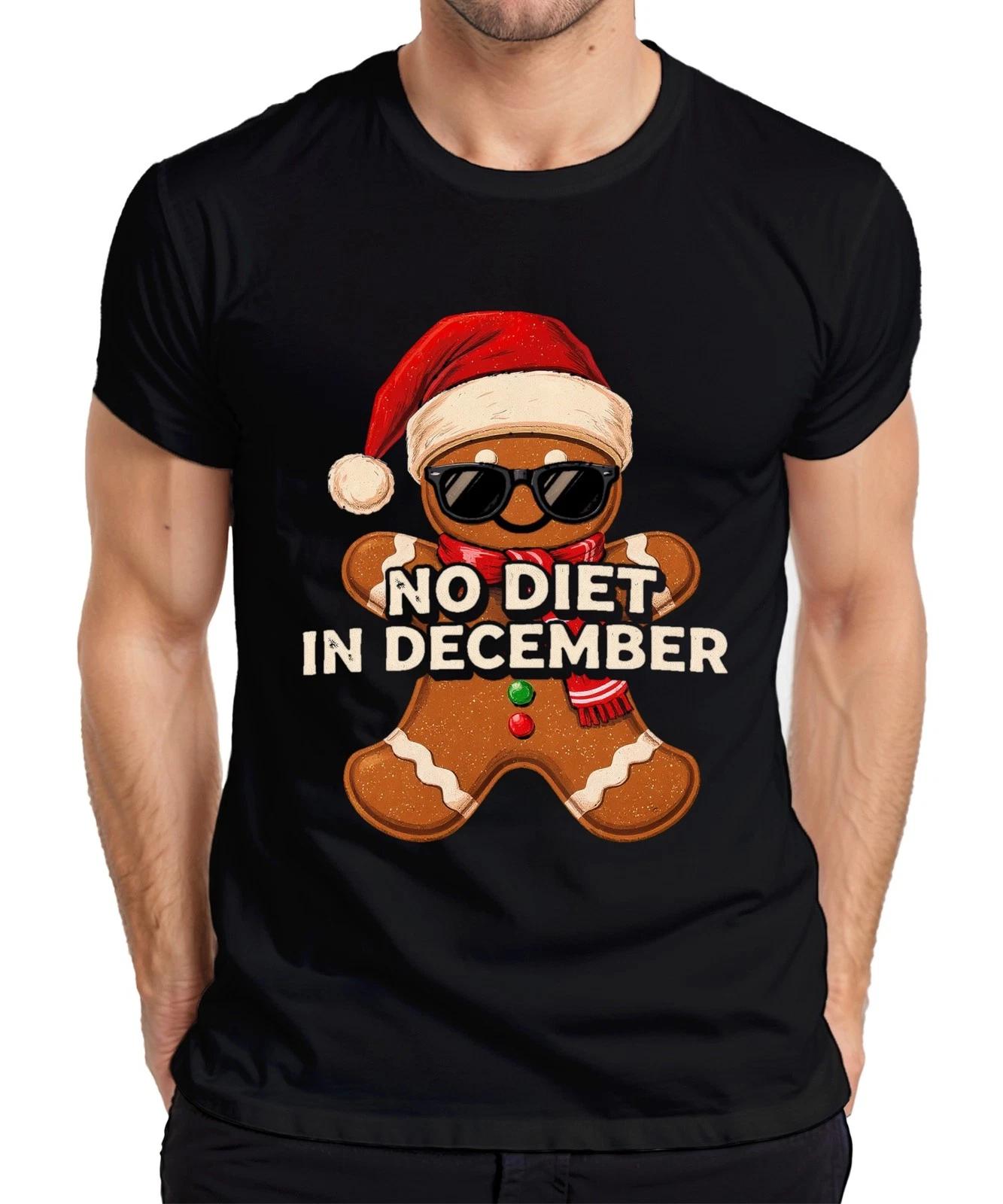 NO DIET IN DECEMBER Lebkuchenmann Weihnachten lustig Sonnenbrille Herren T-Shirt L