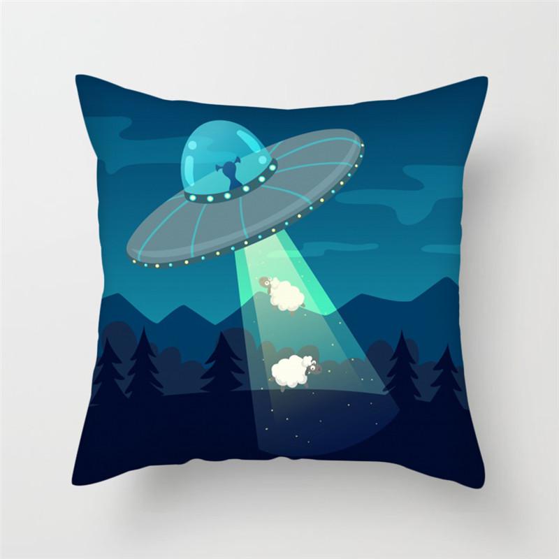 Cartoon Astronaut Rocket Spaceship Sofa Home Bedroom Decoration Pillowcase Kids Room Space Theme Cushion Cover